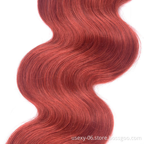 Free Sample Hair Bundles Cuticle Aligned  Raw Burmese Hair Indian Body Wave Two Tone Ombre 1B/Red Virgin Human Hair